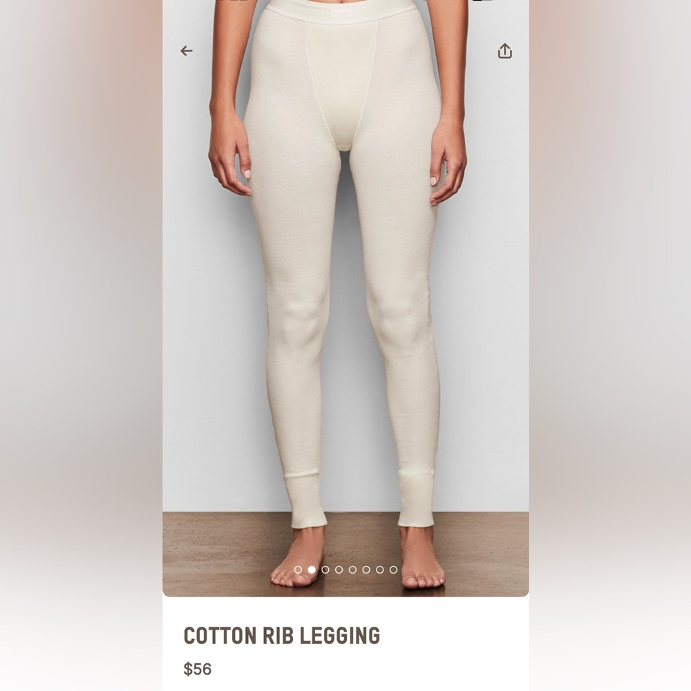 Skims cotton rib legging in bone